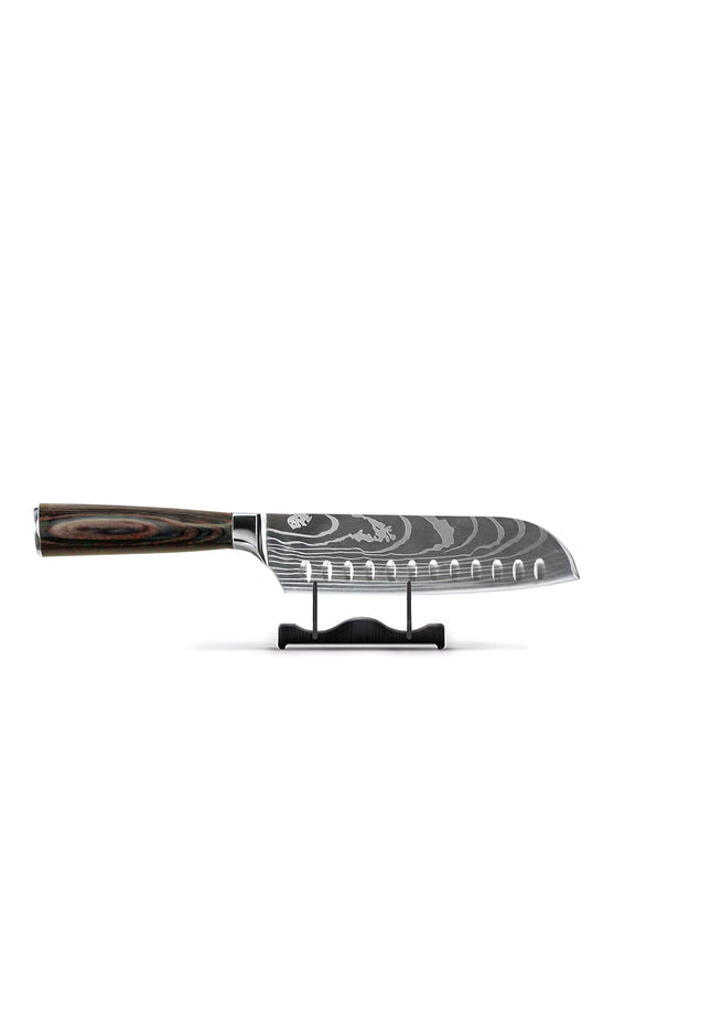 Coltelli Shinrai - Set di 2 coltelli con stampa Damasco - Santoku + coltello da cucina